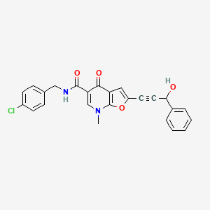 molecular formula C25H19ClN2O4 B8595924 N-(4-Chlorobenzyl)-2-(3-hydroxy-3-phenyl-1-propyn-1-yl)-7-methyl-4-oxo-4,7-dihydrofuro[2,3-b]pyridine-5-carboxamide 