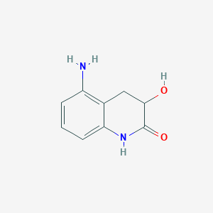 molecular formula C9H10N2O2 B8595972 5-Amino-3-hydroxy-3,4-dihydroquinolin-2(1H)-one 