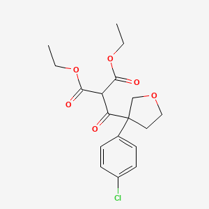 molecular formula C18H21ClO6 B8596065 Diethyl 2-(3-(4-chlorophenyl)-tetrahydrofuran-3-carbonyl)malonate 