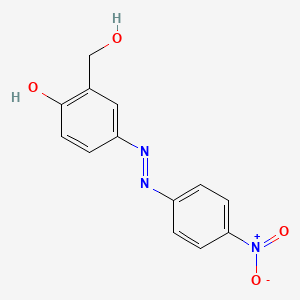 molecular formula C13H11N3O4 B8596119 2-(Hydroxymethyl)-4-[2-(4-nitrophenyl)hydrazinylidene]cyclohexa-2,5-dien-1-one CAS No. 155850-91-2