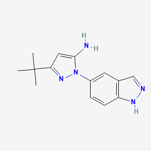 molecular formula C14H17N5 B8596182 3-t-butyl-1-(1H-indazol-5-yl)-1H-pyrazol-5-amine 