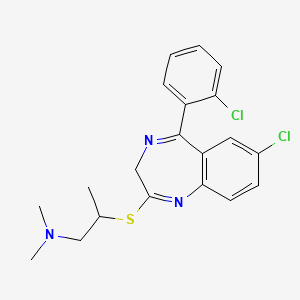 B8596270 2-{[7-Chloro-5-(2-chlorophenyl)-3H-1,4-benzodiazepin-2-yl]sulfanyl}-N,N-dimethylpropan-1-amine CAS No. 57616-63-4