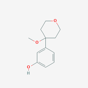 molecular formula C12H16O3 B8596435 4-(3-hydroxyphenyl)-4-methoxy-3,4,5,6-tetrahydro-2H-pyran 
