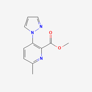 molecular formula C11H11N3O2 B8596451 methyl 6-methyl-3-(1H-pyrazol-1-yl)-2-pyridinecarboxylate 