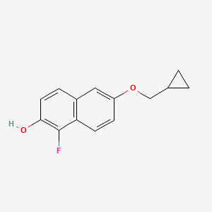 molecular formula C14H13FO2 B8596514 6-(Cyclopropylmethoxy)-1-fluoronaphthalen-2-ol CAS No. 192376-98-0