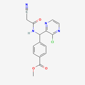 molecular formula C16H13ClN4O3 B8596570 Methyl 4-((3-chloropyrazin-2-yl)(2-cyanoacetamido)methyl)benzoate 