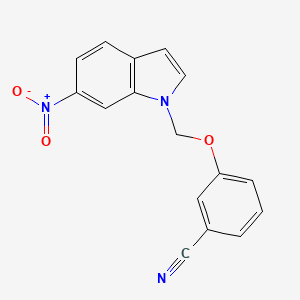 molecular formula C16H11N3O3 B8596583 3-((6-nitro-1H-indol-1-yl)methoxy)benzonitrile 