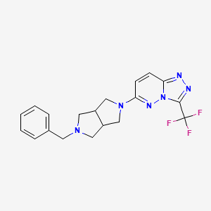 molecular formula C19H19F3N6 B8596706 6-(5-Benzyl-1,3,3a,4,6,6a-hexahydropyrrolo[3,4-c]pyrrol-2-yl)-3-(trifluoromethyl)-[1,2,4]triazolo[3,4-f]pyridazine 