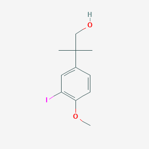 molecular formula C11H15IO2 B8596982 2-(3-Iodo-4-methoxyphenyl)-2-methylpropan-1-ol 
