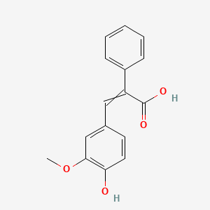molecular formula C16H14O4 B8597273 alpha-Phenyl-4-hydroxy-3-methoxy cinnamic acid 