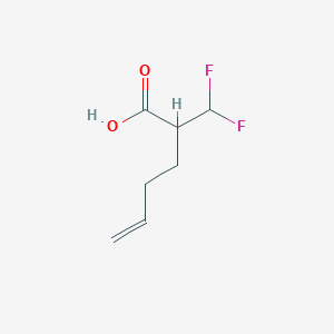 molecular formula C7H10F2O2 B8597338 2-(Difluoromethyl)hex-5-enoic acid CAS No. 81982-39-0