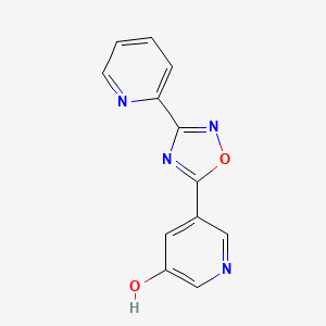 molecular formula C12H8N4O2 B8597494 3-(2-Pyridyl)-5-(5-hydroxy-pyrid-3-yl)-1,2,4-oxadiazole 
