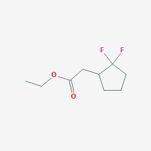 molecular formula C9H14F2O2 B8597550 (+/-)-Ethyl (2,2-difluorocyclopentyl)acetate 