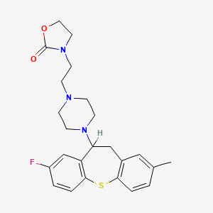 molecular formula C24H28FN3O2S B8597792 2-Oxazolidinone, 3-(2-(4-(8-fluoro-2-methyl-10,11-dihydrodibenzo(b,f)thiepin-10-yl)-1-piperazinyl)ethyl)-, (+-)- CAS No. 59849-49-9