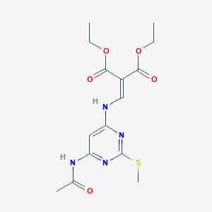 molecular formula C15H20N4O5S B8597881 Diethyl 2-[[(6-acetamido-2-methylsulfanylpyrimidin-4-yl)amino]methylidene]propanedioate CAS No. 36707-43-4