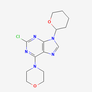 molecular formula C14H18ClN5O2 B8597897 4-(2-Chloro-9-(tetrahydro-2H-pyran-2-yl)-9H-purin-6-yl)morpholine 