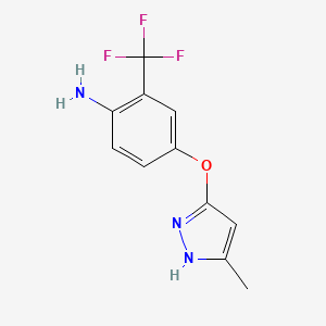 molecular formula C11H10F3N3O B8597948 3-(4-Amino-3-trifluoromethylphenyloxy)-5-methylpyrazole 