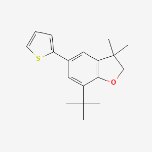 molecular formula C18H22OS B8597984 3,3-Dimethyl-5-(2-thienyl)-7-tert-butyl-2,3-dihydrobenzofuran CAS No. 194592-43-3