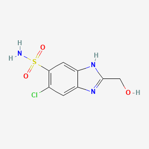 molecular formula C8H8ClN3O3S B8597998 5-Chloro-2-(hydroxymethyl)-1H-benzimidazole-6-sulfonamide CAS No. 89725-16-6