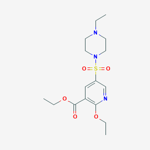 molecular formula C16H25N3O5S B8598069 Ethyl 2-ethoxy-5-(4-ethyl-1-piperazinylsulfonyl)nicotinoate CAS No. 247582-68-9