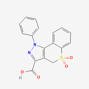 molecular formula C17H12N2O4S B8598301 5,5-dioxo-1-phenyl-4H-thiochromeno[4,3-c]pyrazole-3-carboxylic acid CAS No. 69099-31-6