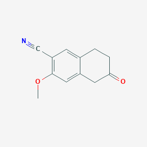 molecular formula C12H11NO2 B8598397 3-Methoxy-6-oxo-5,6,7,8-tetrahydronaphthalene-2-carbonitrile 