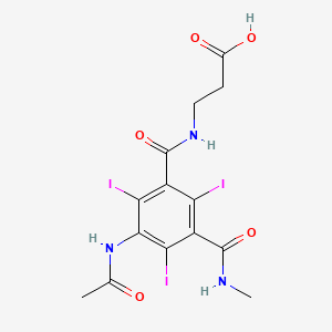 molecular formula C14H14I3N3O5 B8598410 beta-ALANINE, N-(3-ACETAMIDO-5-METHYLCARBAMOYL-2,4,6-TRIIODOBENZOYL)- CAS No. 49755-81-9