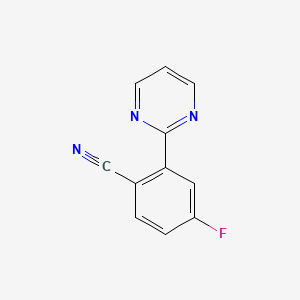 molecular formula C11H6FN3 B8598432 4-Fluoro-2-(pyrimidin-2-yl)benzonitrile 