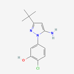 molecular formula C13H16ClN3O B8598473 5-(5-amino-3-tert-butyl-1H-pyrazol-1-yl)-2-chlorophenol 