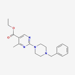 molecular formula C19H24N4O2 B8598661 Ethyl 2-(4-benzylpiperazino)-4-methylpyrimidine-5-carboxylate 