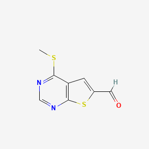 molecular formula C8H6N2OS2 B8598751 4-(Methylthio)thieno[2,3-d]pyrimidine-6-carbaldehyde 