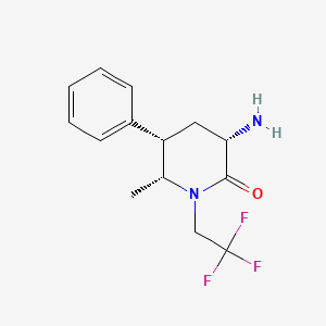 molecular formula C14H17F3N2O B8598758 (3S,5S,6R)-3-Amino-6-methyl-5-phenyl-1-(2,2,2-trifluoroethyl)piperidin-2-one 