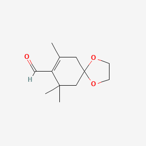 molecular formula C12H18O3 B8599146 7,9,9-Trimethyl-1,4-dioxaspiro[4.5]dec-7-ene-8-carbaldehyde CAS No. 23069-08-1
