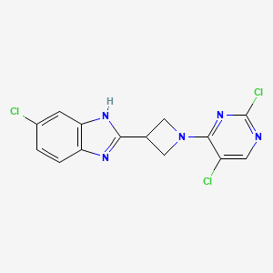molecular formula C14H10Cl3N5 B8599236 5-chloro-2-(1-(2,5-dichloropyrimidin-4-yl)azetidin-3-yl)-1H-benzo[d]imidazole 