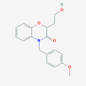 molecular formula C18H19NO4 B8599264 3,4-Dihydro-2-(2-hydroxyethyl)-4-(4-methoxybenzyl)-3-oxo-2H-1,4-benzoxazine 