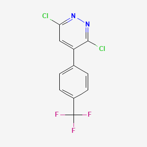 molecular formula C11H5Cl2F3N2 B8599295 Pyridazine, 3,6-dichloro-4-[4-(trifluoromethyl)phenyl]- 
