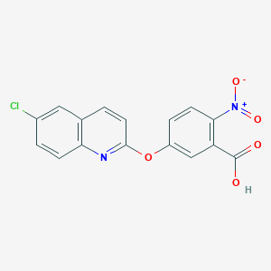 molecular formula C16H9ClN2O5 B8599628 5-[(6-Chloroquinolin-2-yl)oxy]-2-nitrobenzoic acid CAS No. 92449-41-7