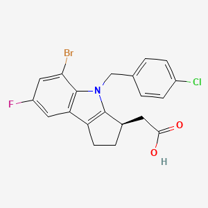 molecular formula C20H16BrClFNO2 B8599798 (R)-2-(5-broMo-4-(4-chlorobenzyl)-7-fluoro-1,2,3,4-tetrahydrocyclopenta[b]indol-3-yl)acetic acid 