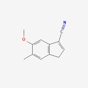 molecular formula C12H11NO B8599998 5-Methoxy-6-methyl-1H-indene-3-carbonitrile 