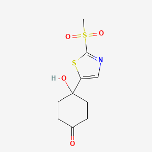 molecular formula C10H13NO4S2 B8600037 4-Hydroxy-4-(2-methanesulfonyl-thiazol-5-yl)-cyclohexanone 