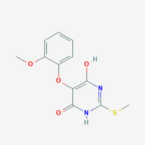 molecular formula C12H12N2O4S B8600111 4,6-Dihydroxy-5-(2-methoxyphenoxy)-2-methylthiopyrimidine 