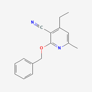 molecular formula C16H16N2O B8600219 2-(Benzyloxy)-4-ethyl-6-methylpyridine-3-carbonitrile 