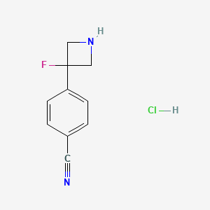 molecular formula C10H10ClFN2 B8600232 4-(3-Fluoroazetidin-3-yl)benzonitrile hydrochloride 