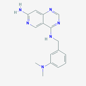 molecular formula C16H18N6 B8600443 Pyrido[4,3-d]pyrimidine-4,7-diamine,n4-[[3-(dimethylamino)phenyl]methyl]- 