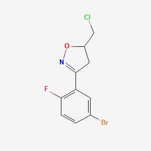 molecular formula C10H8BrClFNO B8600512 3-(5-Bromo-2-fluorophenyl)-5-(chloromethyl)-4,5-dihydroisoxazole 