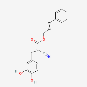 molecular formula C19H15NO4 B8600587 2-Cyano-3-(3,4-dihydroxyphenyl)-2-propenoic acid 3-phenylprop-2-enyl ester 