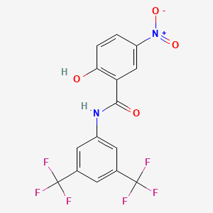 molecular formula C15H8F6N2O4 B8600588 N-[3,5-bis(trifluoromethyl)phenyl]-2-hydroxy-5-nitro-benzamide CAS No. 982-71-8