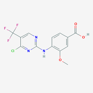 molecular formula C13H9ClF3N3O3 B8600854 2-(4-Carboxy-2-methoxy-phenylamino)-4-chloro-5-trifluoromethyl-pyrimidine 
