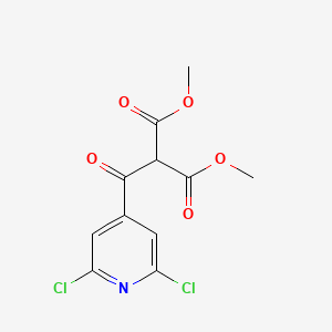 molecular formula C11H9Cl2NO5 B8600943 Dimethyl (2,6-dichloropyridine-4-carbonyl)propanedioate CAS No. 185319-22-6