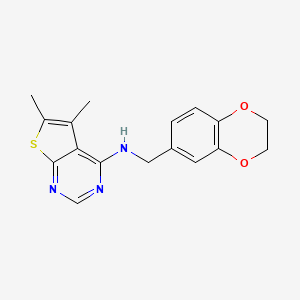 molecular formula C17H17N3O2S B8601095 N-[(2,3-dihydro-1,4-benzodioxin-6-yl)methyl]-5,6-dimethylthieno[2,3-d]pyrimidin-4-amine 